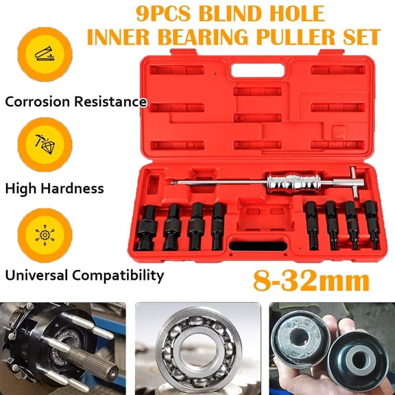 Ryhampaper 8-32mm 9Pcs/Set Blind Hole Inner Bearing Puller Set Remover Slide Hammer Internal Kit