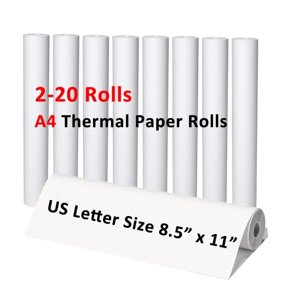 Ryhampaper 8 Rolls Portable Thermal Printer Paper, US Letter Thermal Paper - 8.5'' x 11'' Quick-Dry, Advance Thermal Printing, Thermal Roll Paper Compatible with M08F M832 M834 Portable Printer