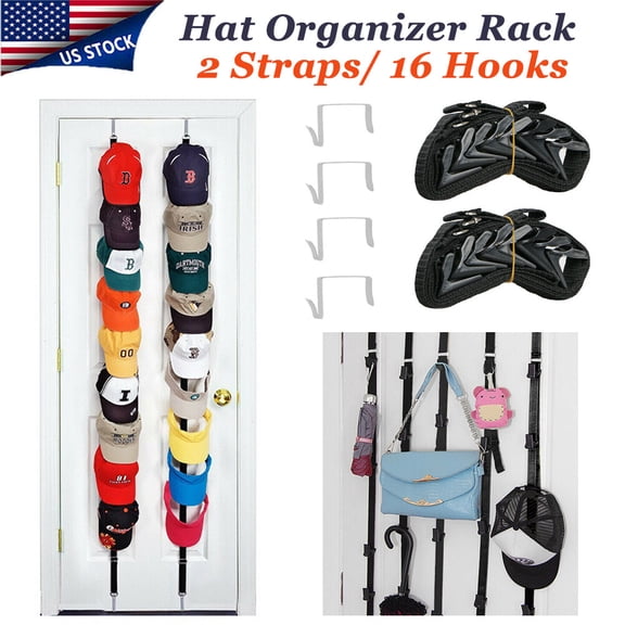   Ryhampaper Baseball Cap Hat Rack Wall Door Hanger Holder Storage Home Organizer with 16 Hooks