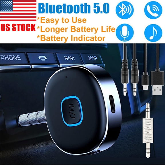 Ryhampaper Bluetooth Receiver 3.5mm Aux Car Adapter Wireless Audio Receiver for Home Stereo Black