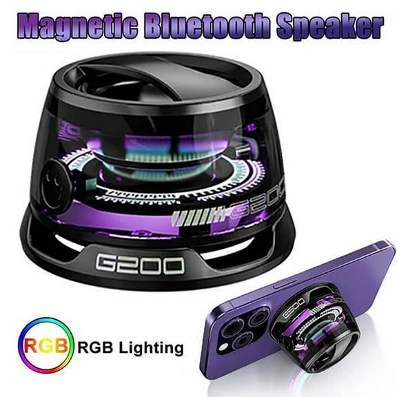 Ryhampaper G200 Magnetic Bluetooth Speaker Mini Wireless RGB Lights Portable Phone Holder Black