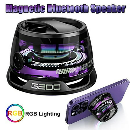 Ryhampaper G200 Magnetic Bluetooth Speaker Mini Wireless RGB Lights Portable Phone Holder Black