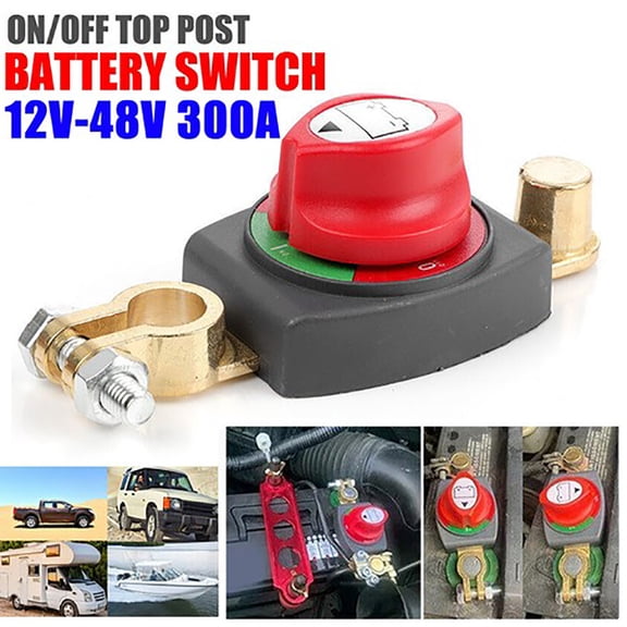 Ryhampaper Heavy Duty Battery Disconnect Top Post Kill Switch, 12V-48V Shut Off For Car Truck Vehicle RV