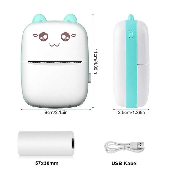 Ryhampaper Mini Pocket Thermal Printer, Portable Wireless Bluetooth Photo Sticker Paper Inkless Printing, Green