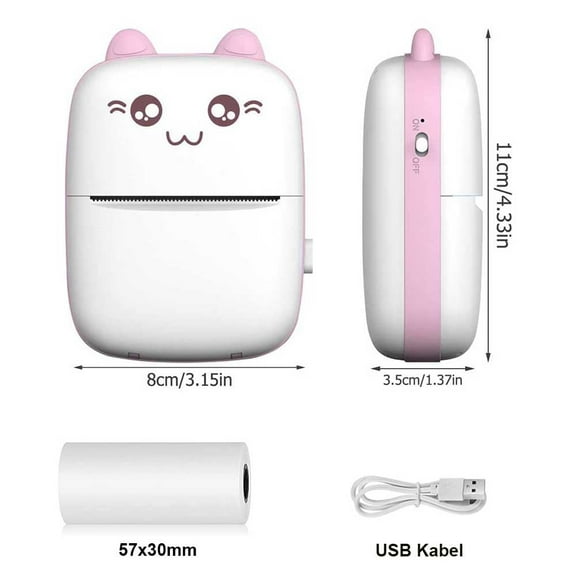 Ryhampaper Mini Pocket Thermal Printer, Portable Wireless Bluetooth Photo Sticker Paper Inkless Printing, Pink