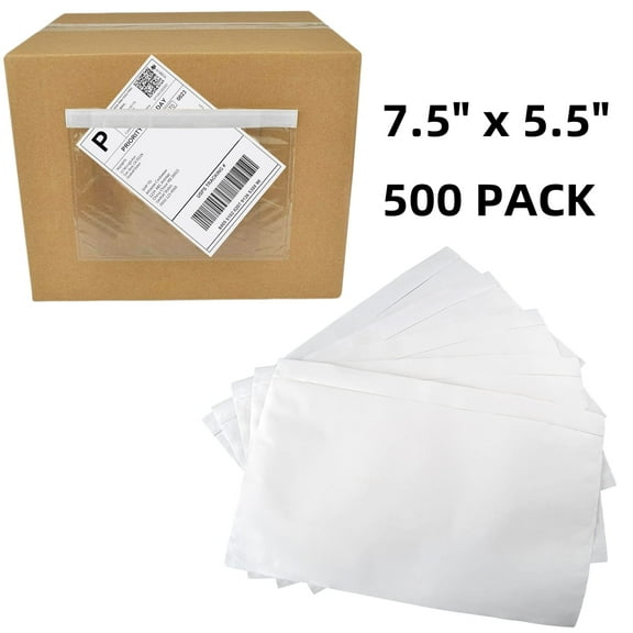Ryhampaper Packing List Envelopes, Shipping Label Sleeves/Pouches, Clear, 7.5" x 5.5" (500 Pack)