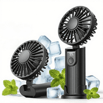 Ryhampaper Portable Handheld Turbo Fan , 5000mah Rechargeable Foldable Fan 3 in 1 Personal Fan , LED Display, Pocket Travel Fans for Outdoor/Indoor Use