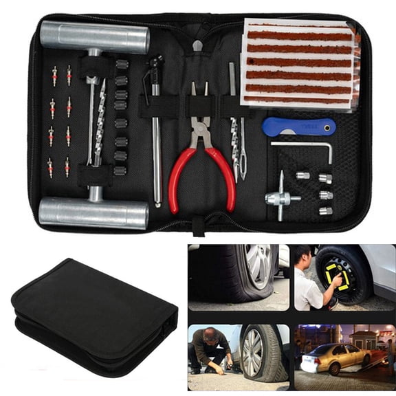 Ryhampaper Tire Repair Kit Plug Car Truck Motorcycle Home Flat Puncture Patch DIY Tool Set with Storage Bag