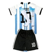 Ryhoow Argentina National Team No. 10 Lionel Messi Jersey for Kids Boys Girls Soccer 2022 World Cup Shirt Short Sleeve Football Fans Gift Size 20