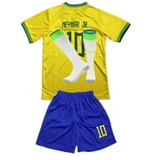 Ryhoow Brazil National Team #10 NEYMAR JR. for Kids Boys Girls Child Soccer Jerseys Shirt Short Sleeve Football Fans Gift Size Home Yellow 26