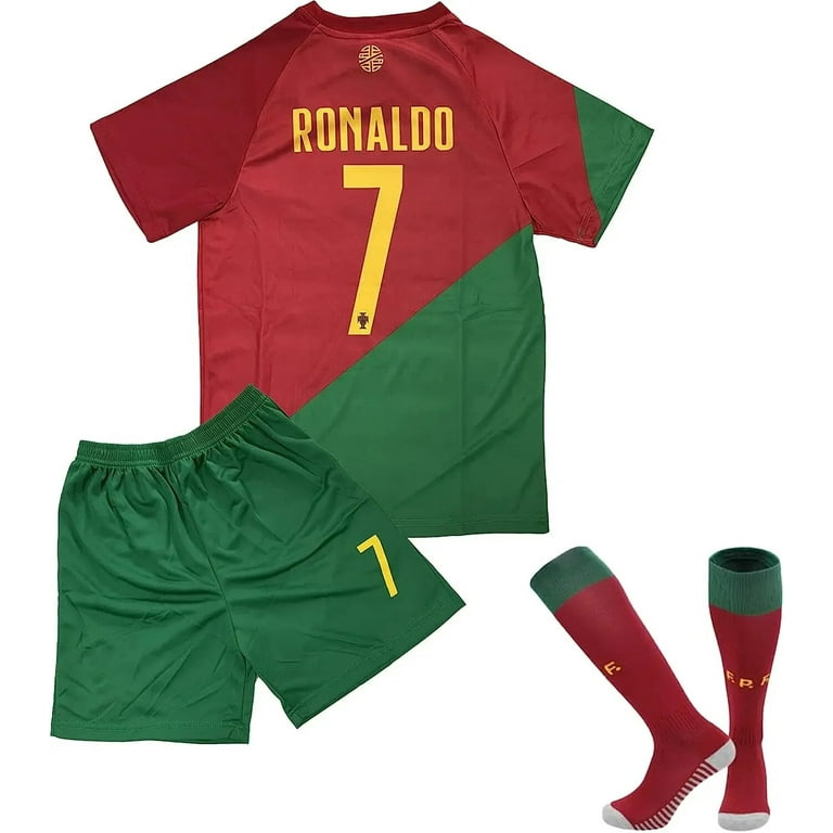 Ronaldo Portugal #7 kids size Medium jersey and shorts 2024 2022 World Cup New W-Tags