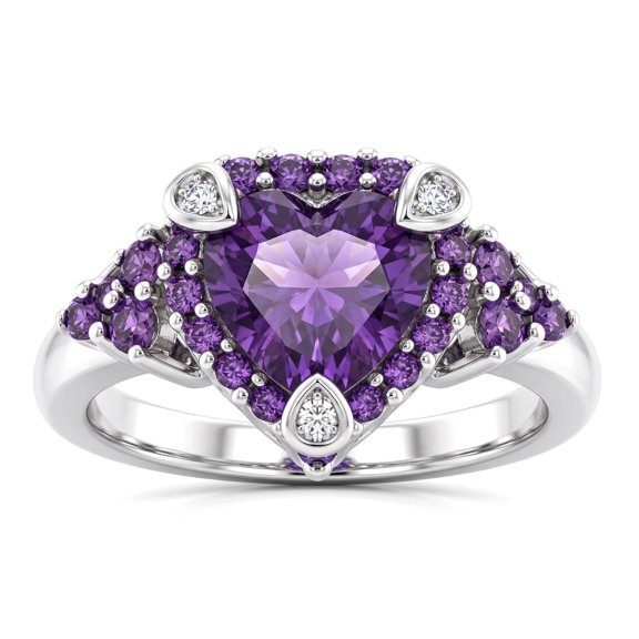 Ryiana Engagement Promise Ring Purple Heart Cz Silver Womens Ginger Lyne Collection