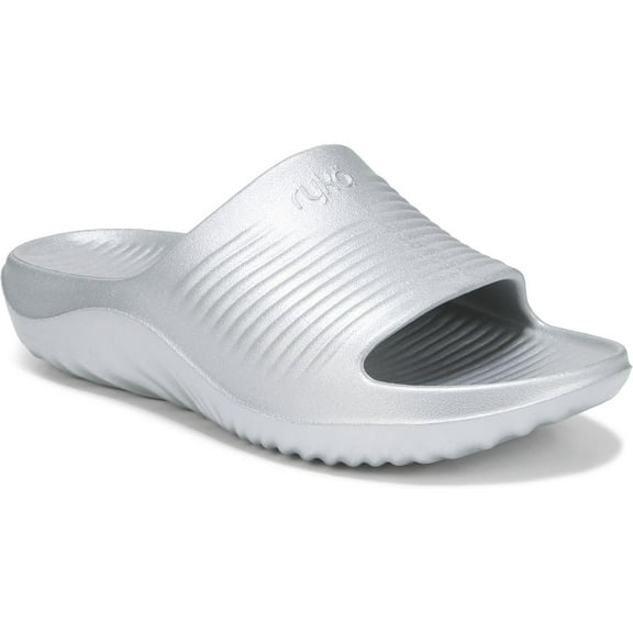 Ryka Women's Echo Recovery Slide Sandal Silver 9M