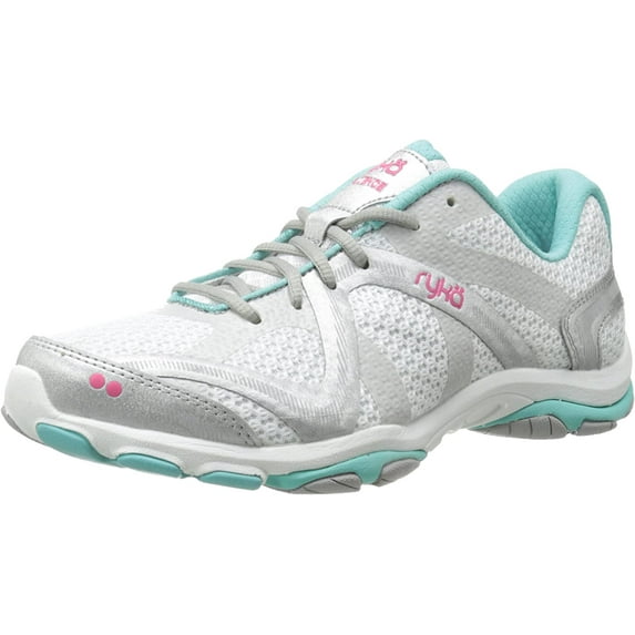 Ryka Women's Influence Cross Training Shoe,White/Aqua, 6 M US