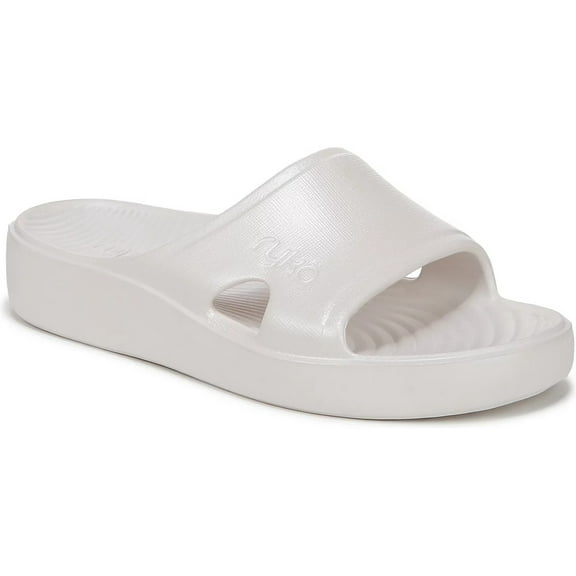 Ryka Women's Soothe Slide Sandal White Alyssum Pearl 10M