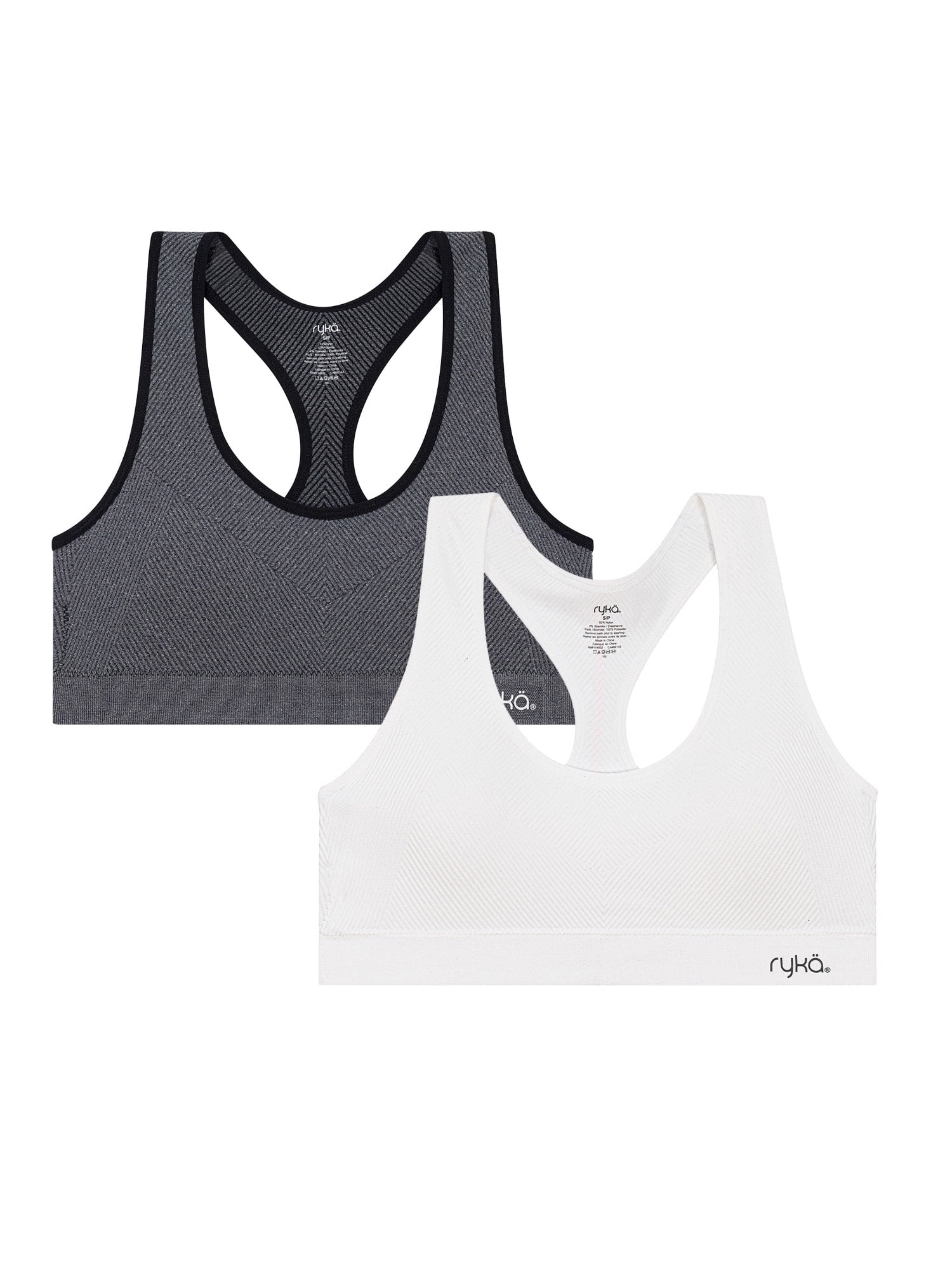 Ryka Women's Texture Round Neck Sports Bra 2PK, Sizes SXL
