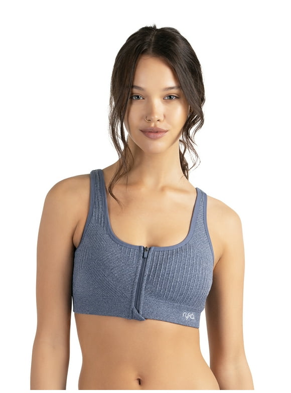 Women's Textured Zip Sports Bra, Sizes S-XL