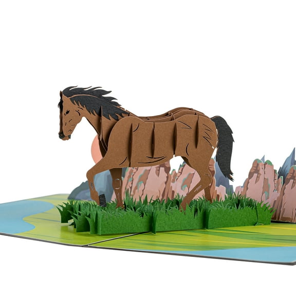 Rykamia Horse Pop Up Card, 4x7 in, Horse Greeting Card, Horse Birthday Card