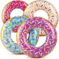 thumbnail image 1 of Rykon Inflatable Donuts, Pack of 4, 24-Inch Donut Pool Floats for Kids Ages 2-6, Assorted Swim Rings with Sprinkles, Pool Floaties & Party Decorations, 1 of 5