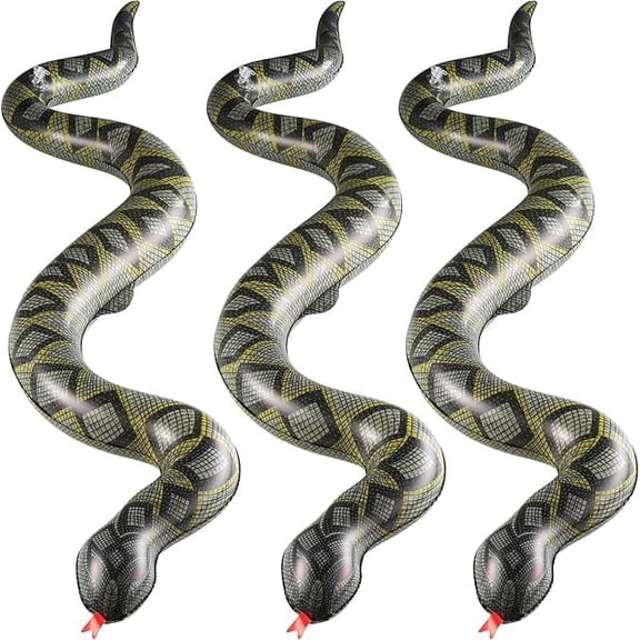 Rykon Inflatable Snakes for Pool, Pack of 3, 39-Inch Blow Up Fake Snake Toys, Pool Party, Backyard & Garden Decorations, Repels Ducks, Frogs & Birds, Jungle Safari Outdoor Décor
