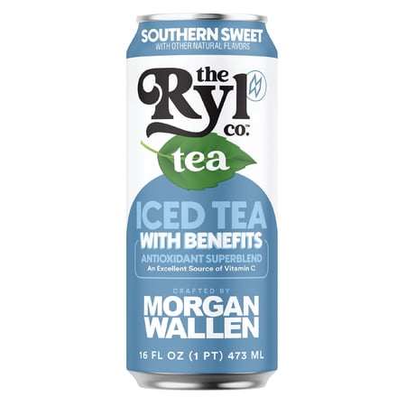 Ryl Iced Tea Morgan Wallen Sweet Tea, Zero Sugar Black Tea, Antioxidant Superblend, 16 fl oz Ready-to-Drink Can