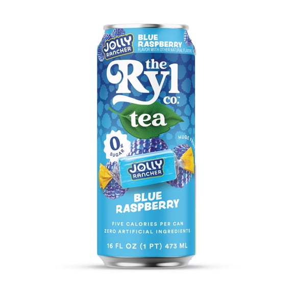Ryl Iced Tea Jolly Rancher Blue Raspberry, Zero Sugar Antioxidant Tea, 16 fl oz Ready-to-Drink Can