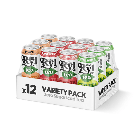 Ryl Tea Variety Pack 16oz 12ct (Peach, Raspberry, Watermelon, Green Citrus)