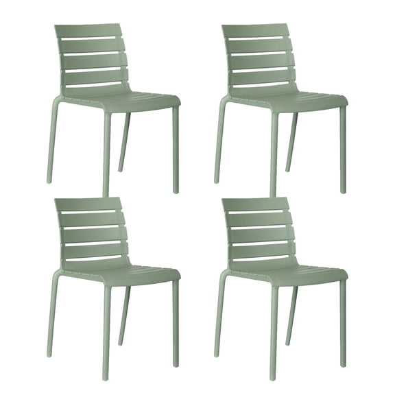Jamesdar Rylan Commercial Grade Stackable Dining Chair Set of 4, Fiberglass-Reinforced Polypropylene, Indoor Outdoor Restaurant Seating, 250 lb Capacity, Aloe Green