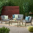 thumbnail image 1 of Ryland Outdoor 4 Piece Acacia Wood Chat Set, Gray, Dark Gray, 1 of 9