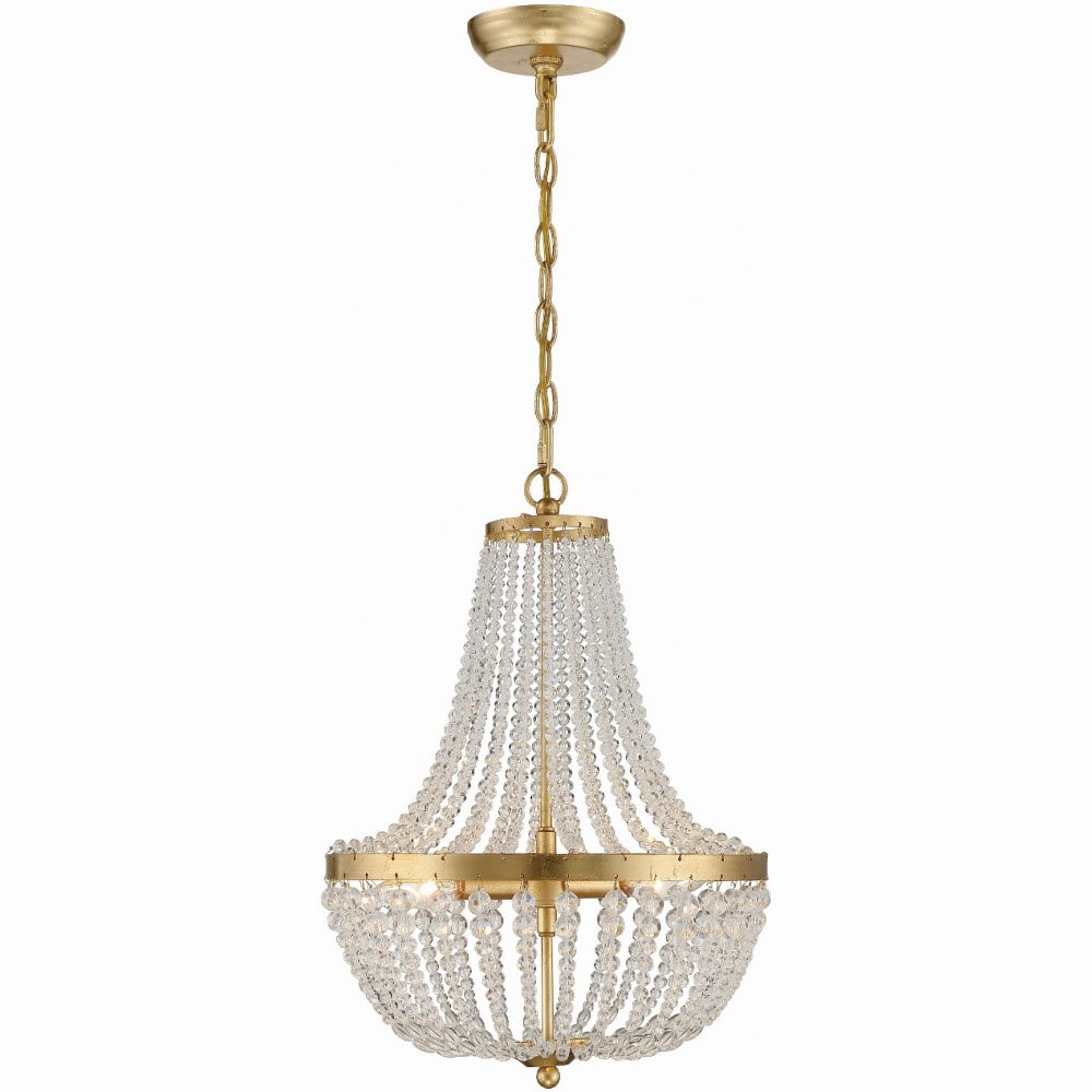 Mini Antique Gold Chandelier with Hand Cut Crystal Accents