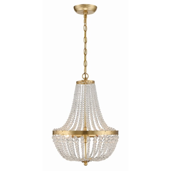 603-GA Crystorama Lighting Rylee - 3 Light Chandelier in Classic Style - 14 Inches Wide by 19 Inches High-Antique Gold Finish    -Traditional