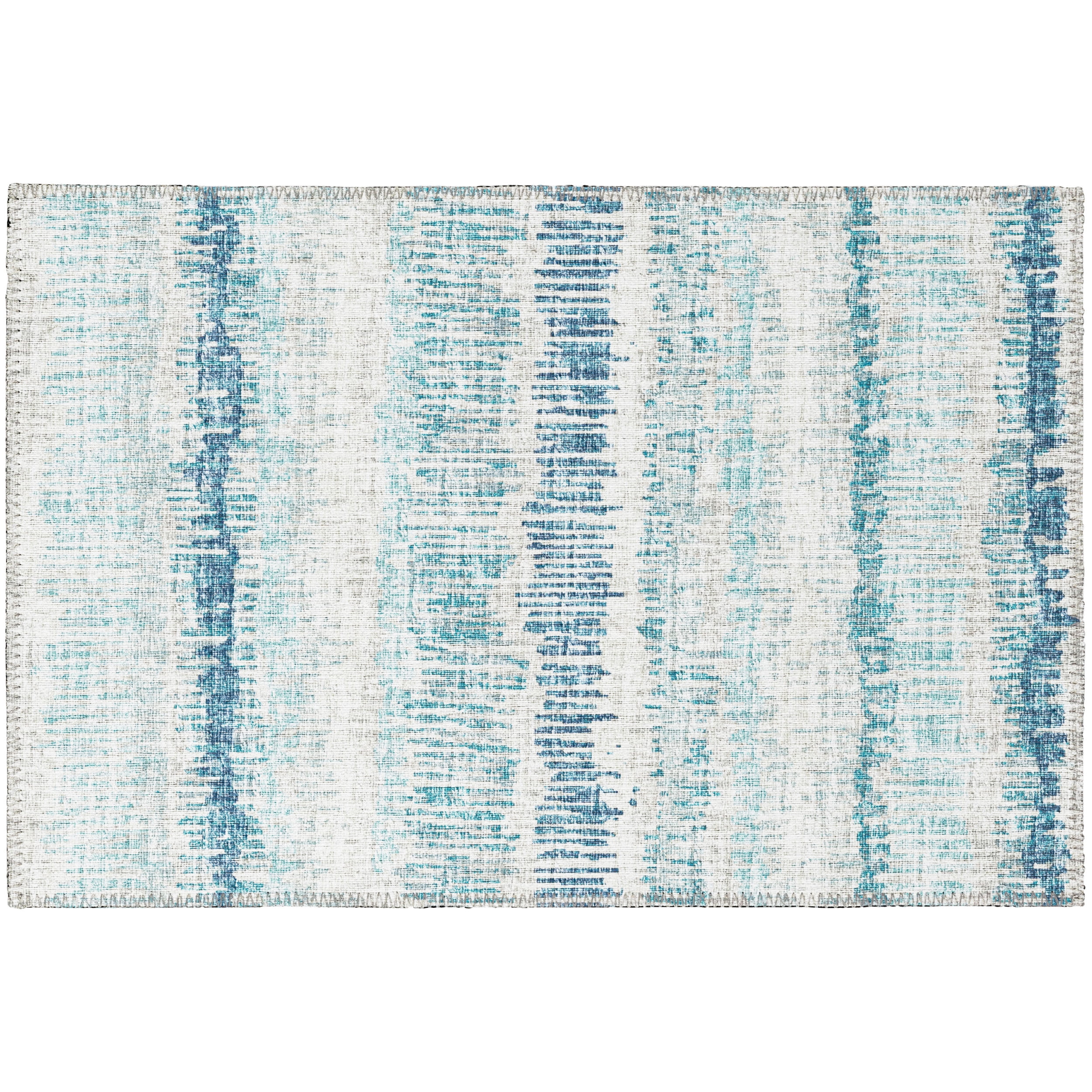 Blue Chenille Flat Woven Non-Slip Accent Rug