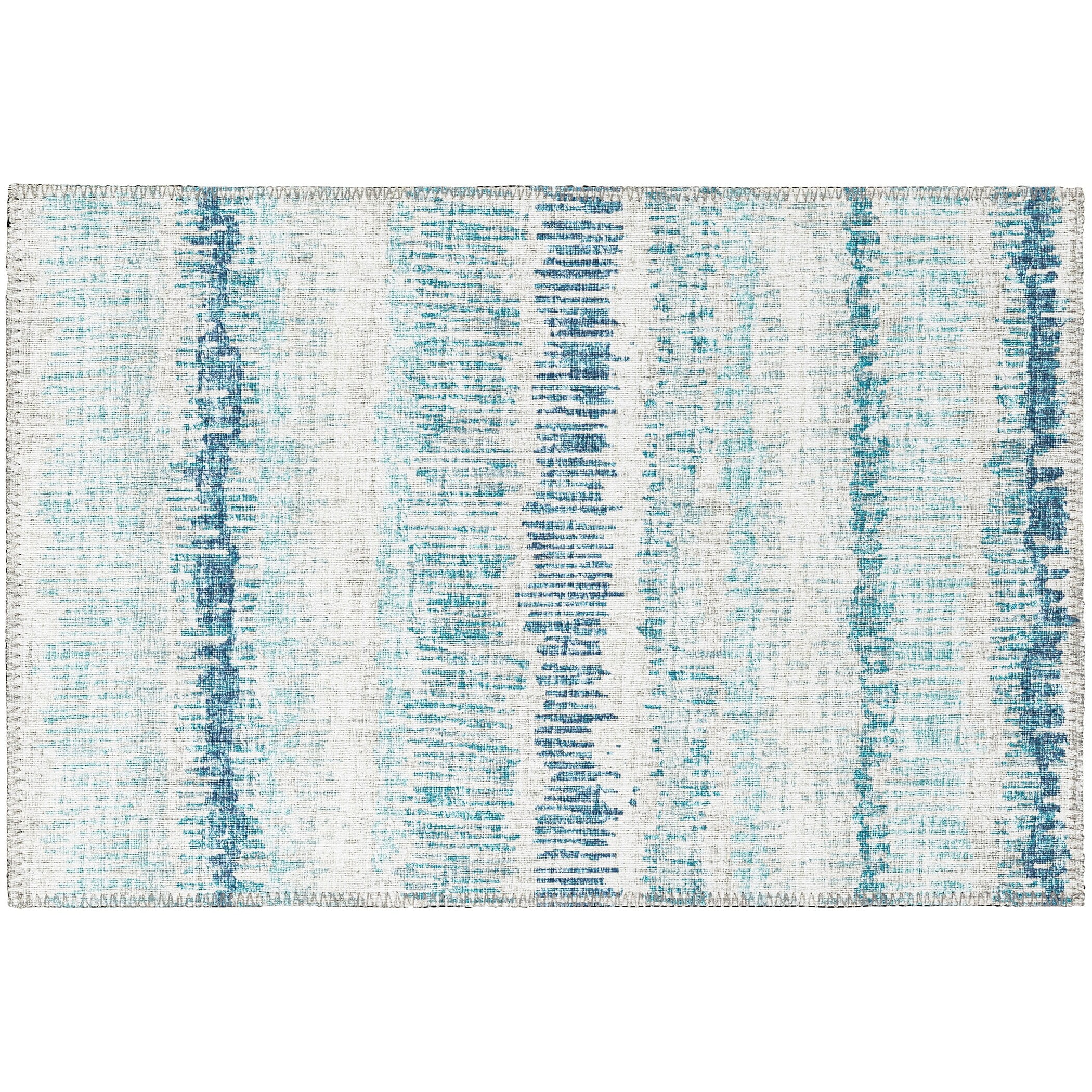 Blue Chenille Flat Woven Non-Slip Accent Rug