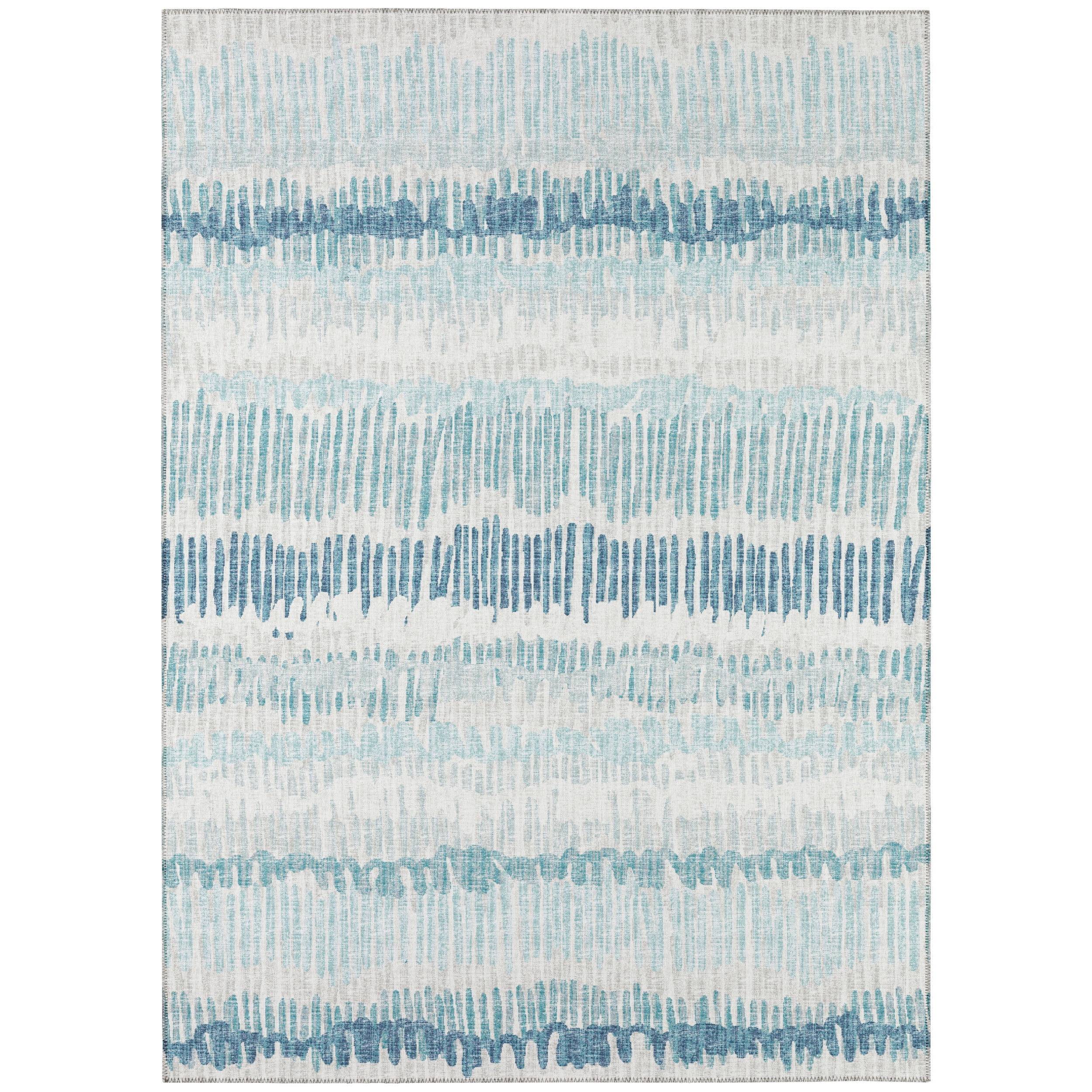 Blue Chenille Flat Woven Non-Slip Rectangular Rug 3' x 5'