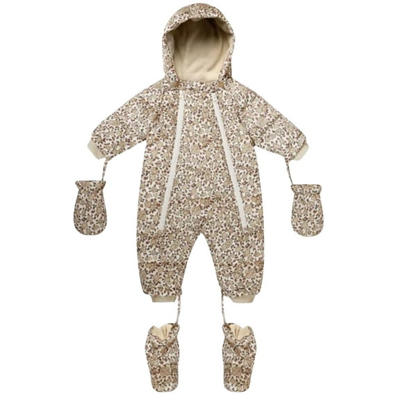 Rylee Infant-Girls' And Cru Floral Print Snow Puffer Suit White 6-12 MOS