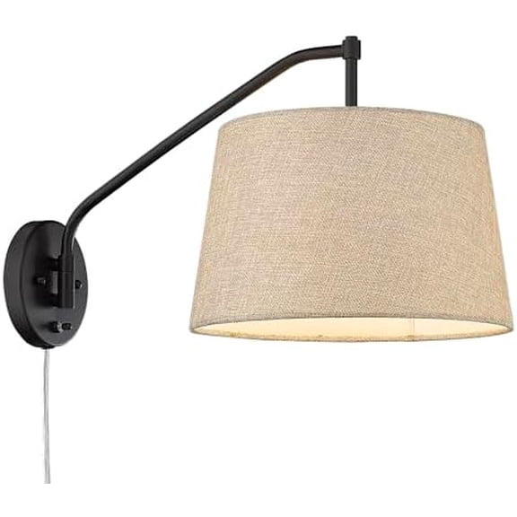 Ryleigh 1 Light Articulating Wall Sconce Matte Black with Natural Sisal$$Tools & Hardware Other