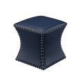 thumbnail image 1 of Rylen Transitional 15" Square Ottoman Footstool, Blue Faux Leather, 1 of 2