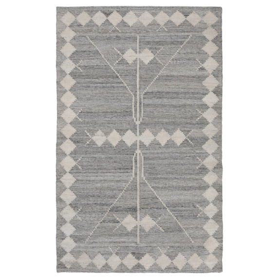 Rylie 2 x 3 Indoor Outdoor Area Rug Polyester Gray Diamond Pattern- Saltoro Sherpi