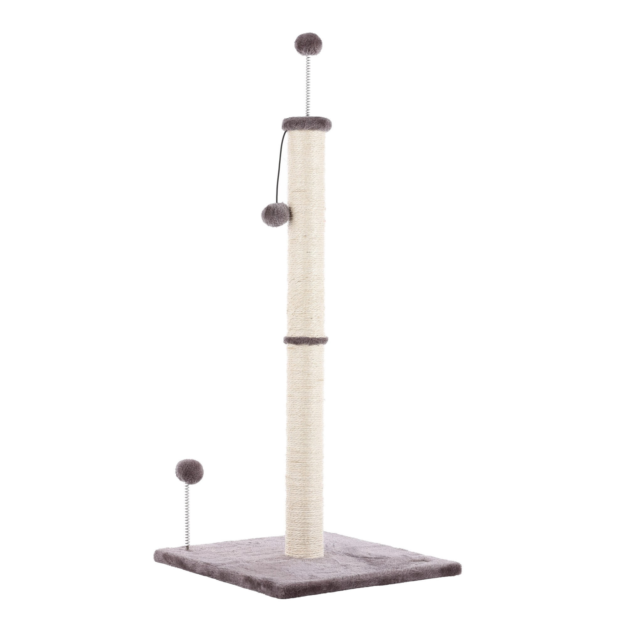 Rylie 38" Gray and Cream Sisal Cat Scratching Post with Toys