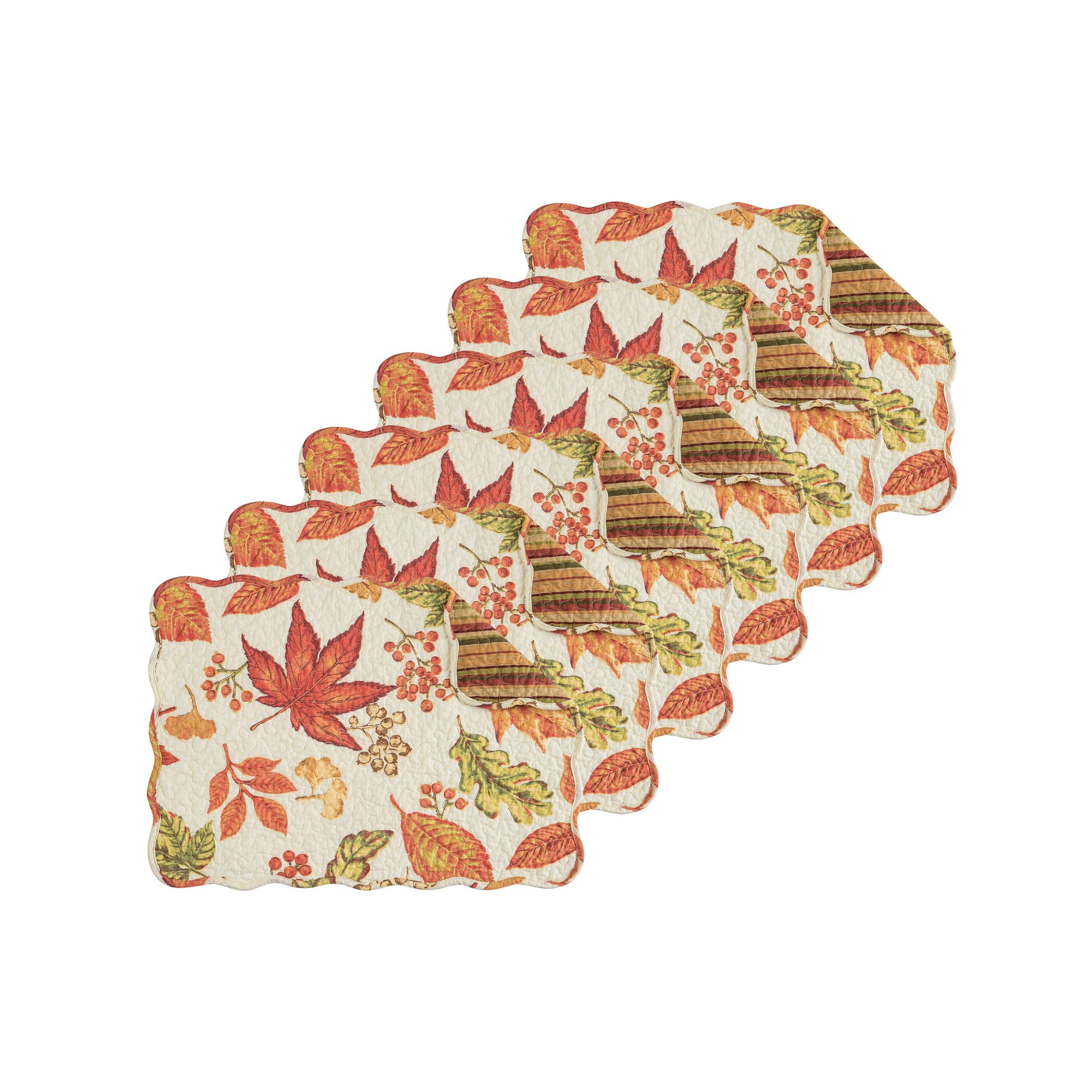 Rylie Cotton Quilted Reversible Vintage Design Rectangle Placemats Set 6