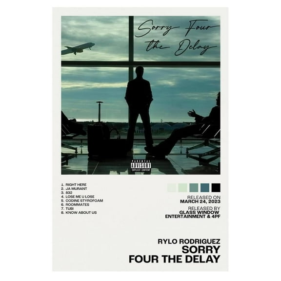Rylo Rodriguez Sorry Four The Delay Album Cover Music Poster Rap Home Decor For Living Room Hip-Hop Aesthetic Rapper Album Wall Art Records Poster Wall Decor For Bedroom