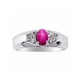 thumbnail image 1 of Rylos 14K White Gold Classic 6X4MM Oval Star Ruby & Diamond Ring - Birthstone Jewelry for Men -Size 11, 1 of 5