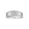 thumbnail image 1 of Rylos 14K White Gold Classic 6X4MM Oval White Topaz & Sparkling Diamond Ring - Birthstone Jewelry for Men -Size 10, 1 of 7