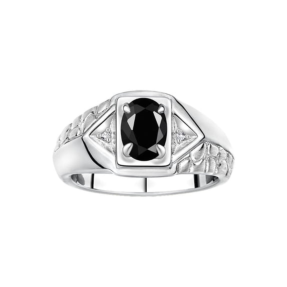 Rylos 14K White Gold Classic 7X5MM Oval Onyx & Sparkling Diamond Ring - Birthstone Jewelry for Men -Size 12