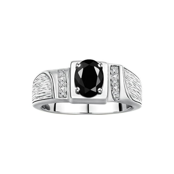Rylos 14K White Gold Classic 8X6MM Oval Onyx & Sparkling Diamond Ring - Birthstone Jewelry for Men -Size 11