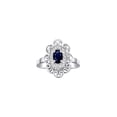 thumbnail image 1 of Rylos 14K White Gold Floral Designer Ring with 6x4 MM Oval Sapphire & Sparkling Diamonds - Birthstone Jewelry for Women -Size 10, 1 of 7