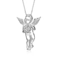 thumbnail image 1 of Rylos 14K White Gold Guardian Angel Necklace with 6X4MM White Topaz & Sparkling Diamonds -  18" Chain Exquisite Birthstone Jewelry, 1 of 7