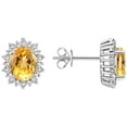 thumbnail image 1 of Rylos 14K White Gold Princess Diana Inspired Earrings - 8X6MM Oval Citrine & Sparkling Diamonds -  Exquisite Birthstone Jewelry for Women, 1 of 6