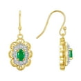 thumbnail image 1 of Rylos 14K Yellow Gold Antique Style Floral Earrings - Oval 6X4M Emerald & Sparkling Diamonds -  Exquisite Birthstone Jewelry, 1 of 7