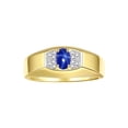 thumbnail image 1 of Rylos 14K Yellow Gold Classic 6X4MM Oval Blue Star Sapphire & Sparkling Diamond Ring - Birthstone Jewelry for Men -Size 12, 1 of 6